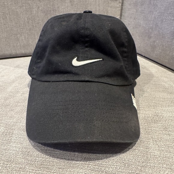 Nike Other - Nike Mens OSFA Heritage86 Dad Hat Black Embroidered Swoosh Adjustable Strapback
